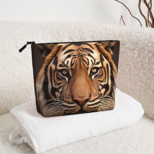 Linen Makeup Bag For Women, Waterproof Travel Cosmetic Organizer Lightweight Zipper Travel Toiletry Bag Organizer 3d Tiger Head Makeup Brushes Storage Bag