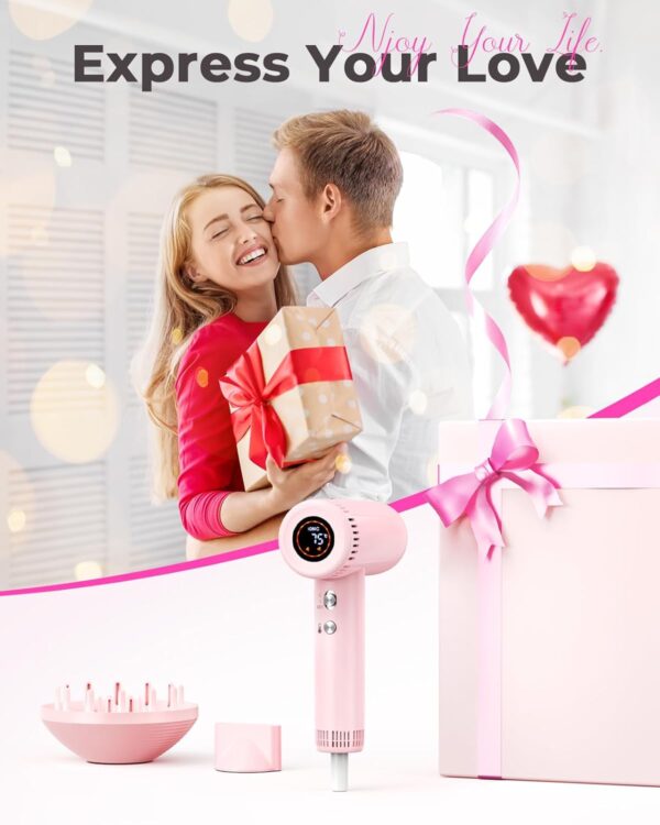 Hair Dryers for Women - 9 Temps Set Ionic Blow Dryer -160,000 RPM High Speed Fast Drying 1 Min, Professional Hairdryer for Smooth, 500 Million Negative Ions, Lightweight 0.8lb for Travel, Auto Clean