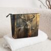 Linen Makeup Bag For Women, Waterproof Travel Cosmetic Organizer Lightweight Zipper Travel Toiletry Bag Organizer Deer Hunting Season Makeup Brushes Storage Bag