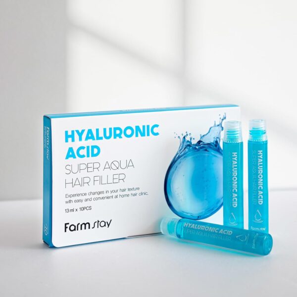 FarmStay Hyaluronic Acid Super Aqua Hair Filler - Keratin and Hyaluronic Acid Hair Treatment - Hair Thickening Products - 10 pc