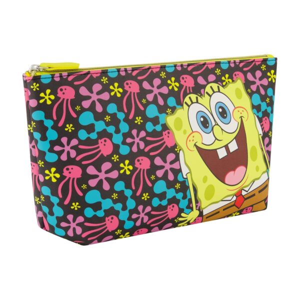 Concept One SpongeBob SquarePants Travel Makeup Bag, Trapezoid Cosmetic Organizer Pouch for Women, Multi