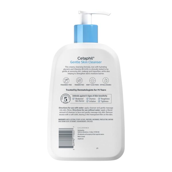 Cetaphil Face Wash, Hydrating Gentle Skin Cleanser for Dry to Normal Sensitive Skin, 16 oz + Travel Size Moisturizing Lotion 2 oz