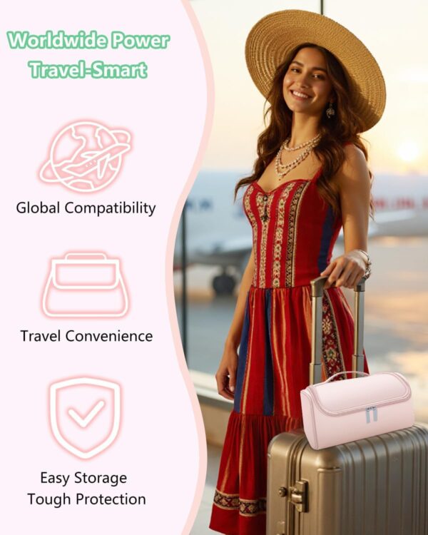 Dual Voltage Hair Dryer Brush - 5 in 1 Hot Air Wrap Styler with High-Speed Blow Dryer, Volumizing, Straightening & Drying with Negative Ion Anti-frizz for 110V-120V/220V-240V Europe and Travel Case