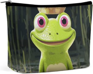 Makeup Bag for Women Cosmetic Bags Crown Frog Travel Toiletry Bag Cute Zipper Make Up Bags Large Capacity Makeup Case Organizer Portable Makeup Pouch for Travelling Gift