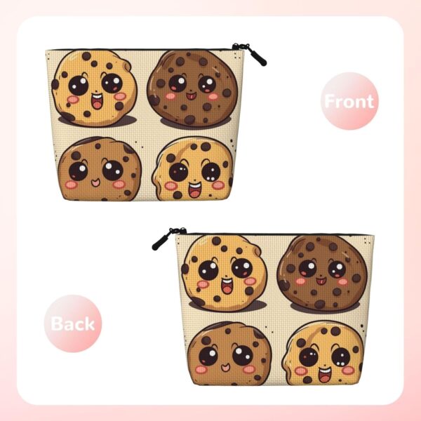 Linen Makeup Bag For Women, Waterproof Travel Cosmetic Organizer Lightweight Zipper Travel Toiletry Bag Organizer 3 Chocolate Chip Cookies Makeup Brushes Storage Bag