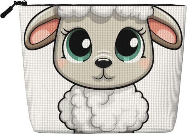 Linen Makeup Bag For Women, Waterproof Travel Cosmetic Organizer Lightweight Zipper Travel Toiletry Bag Organizer Lamb Makeup Brushes Storage Bag