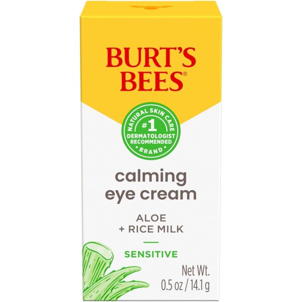 Burt's Bees Calming Eye Cream With Aloe and Rice Milk, Moisturizes Without Causing Redness or Irritation, 98.7 Percent Natural Origin Skin Care, 0.5 oz. Bottle