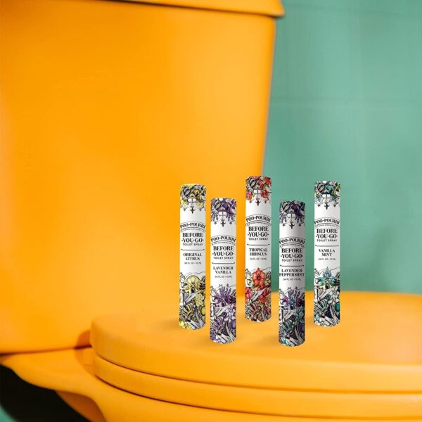 Poo-Pourri Before-You-Go Toilet Spray, In A Pinch Pack, Variety Travel Size 10 mL - Original Citrus, Lavender Vanilla, Tropical Hibiscus, Vanilla Mint and Lavender Peppermint