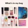 Linen Makeup Bag For Women, Waterproof Travel Cosmetic Organizer Lightweight Zipper Travel Toiletry Bag Organizer Colorful Ocean Theme Makeup Brushes Storage Bag