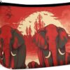 Makeup Bag for Women Cosmetic Bags Elephants Red Travel Toiletry Bag Cute Zipper Make Up Bags Large Capacity Make Up Case Organizer Portable Makeup Pouch for Travelling Gift