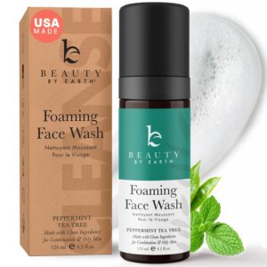 Foaming Face Wash Cleanser - USA Made with Natural & Organic Ingredients, Gentle Foaming Facial Cleanser for Women & Men, Non Toxic Daily Wash for Sensitive & Oily Skin, Non Drying Cleansing Foam