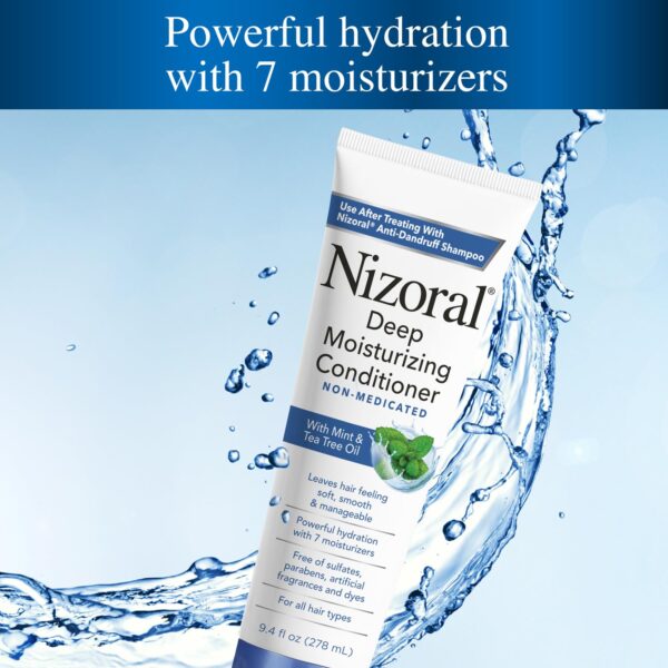 Nizoral Deep Moisturizing Conditioner with Mint & Tea Tree Oil for All Hair Types - Free of Sulfates, Parabens, Artificial Fragrances and Dyes, 9.4 oz