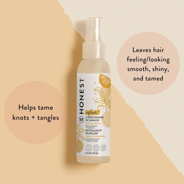 The Honest Company Conditioning Hair Detangler 3-Pack | Leave-in Conditioner + Fortifying Spray | Tear-free, Cruelty-Free, Hypoallergenic | Citrus Vanilla Refresh, 4 fl oz each (pack of 3)