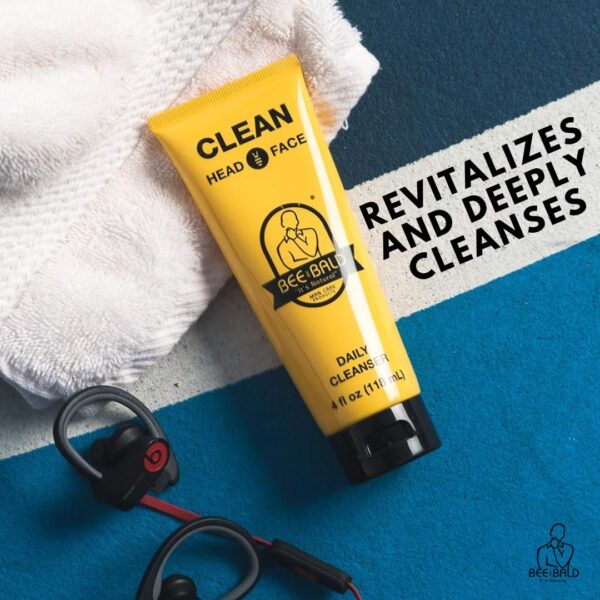 Bee Bald CLEAN Daily Head & Face Cleanser, Refreshes and Thoroughly Washes, Premium Bald Head Care for Men and Women, 4 fl Oz