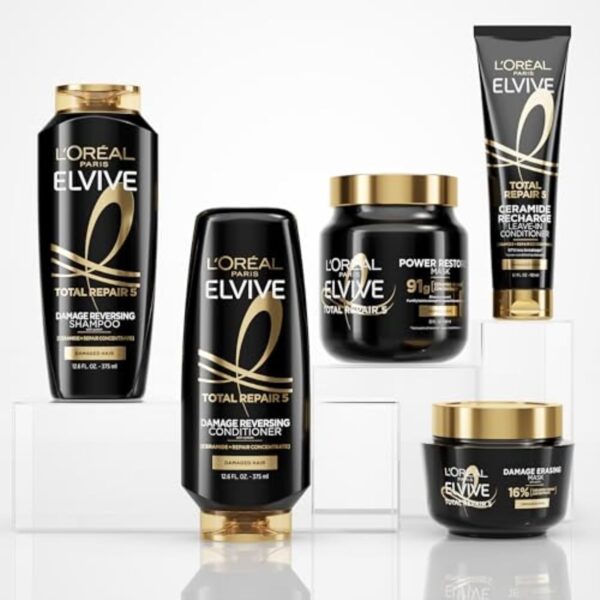 L'Oreal Paris Elvive Total Repair 5 Protein Recharge Leave In Conditioner Treatment, and Heat Protectant, 2 pack, (5.1 Ounce each) (Packaging May Vary)