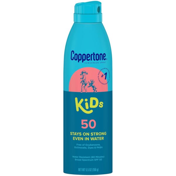 Coppertone KIDS Sunscreen Continuous Spray SPF 50 (5.5 Ounce, Pack of 2) (Packaging may vary)