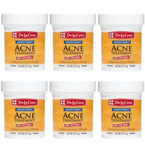 De La Cruz Sulfur Ointment - Cystic Acne Treatment for Face and Body - Daily 10 Min Spot Treatment Mask - Safe and Effective Game Changing Hormonal Acne Treatment that Clears Up Pimples 2.6oz (6 Pack)