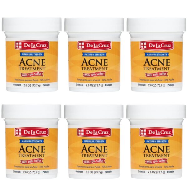 De La Cruz Sulfur Ointment - Cystic Acne Treatment for Face and Body - Daily 10 Min Spot Treatment Mask - Safe and Effective Game Changing Hormonal Acne Treatment that Clears Up Pimples 2.6oz (6 Pack)