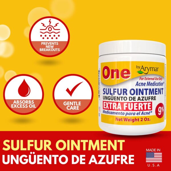 Arymar Sulfur Ointment 9% Acne Spot Treatment for Face and Body (2oz / Pack of 1)