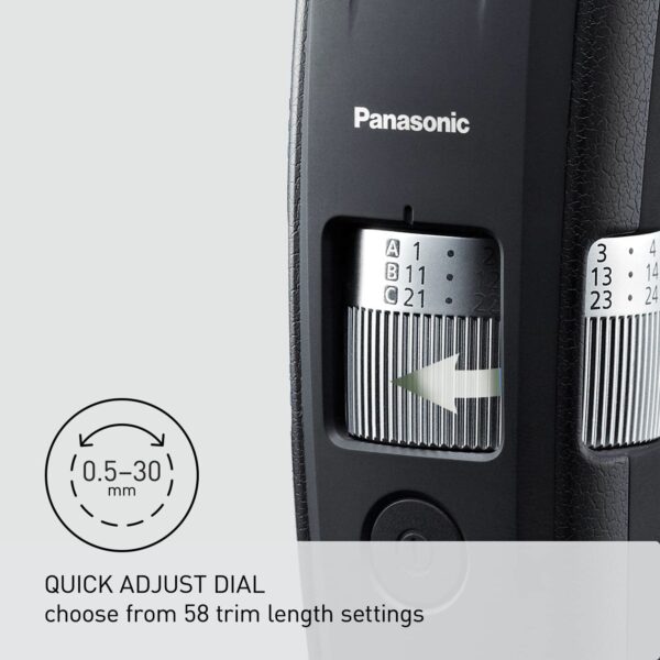 Panasonic Long Beard Trimmer for Men, 58 Length Settings and 4 Attachments for Cutting and Detailing, Cordless or Corded Operation – ER-GB96-K (Black)