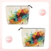 Linen Makeup Bag For Women, Waterproof Travel Cosmetic Organizer Lightweight Zipper Travel Toiletry Bag Organizer Abstract Music Themed Makeup Brushes Storage Bag