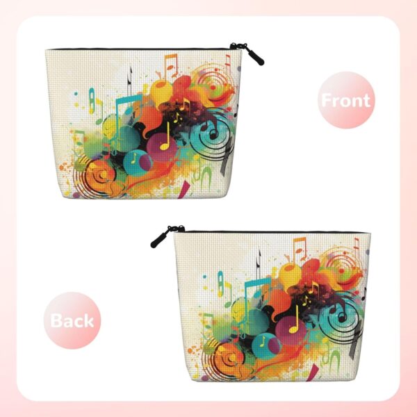 Linen Makeup Bag For Women, Waterproof Travel Cosmetic Organizer Lightweight Zipper Travel Toiletry Bag Organizer Abstract Music Themed Makeup Brushes Storage Bag