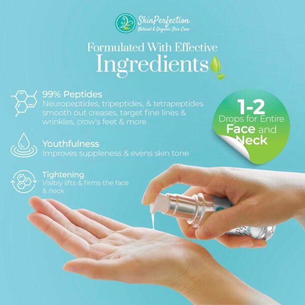 Skin Perfection Face Serum for Anti-aging 99% Potent Peptides 8x Matrixyl 3000 Pentamide 6 Syn Coll Snap 8 Reduce Wrinkles Lift Tighten Firm Anti-aging Serum for Women and Men