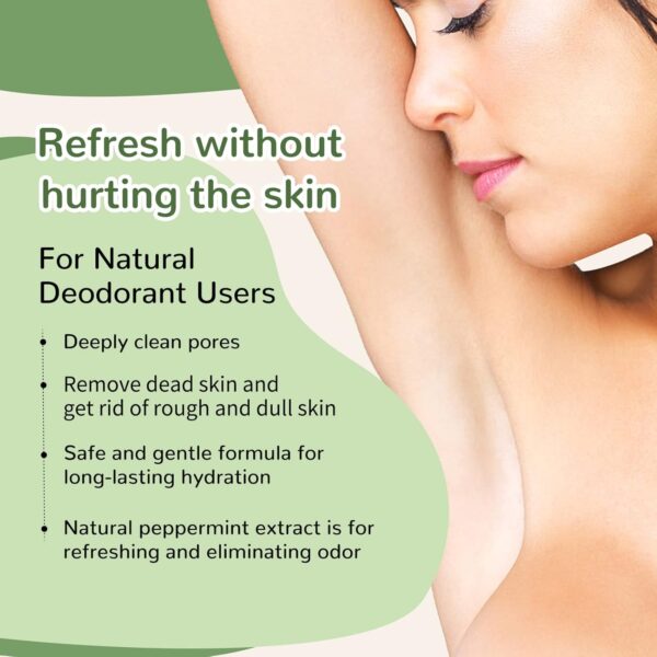 Armpit Detox Scrub 8.8 oz with Peppermint, Aloe Vera and Walnut Shell Powder, Underarm Scrub Helps on Removing Odor, Deep Cleanse & Exfoliating, also for Legs, Knee, Feet, Hands Whole Body