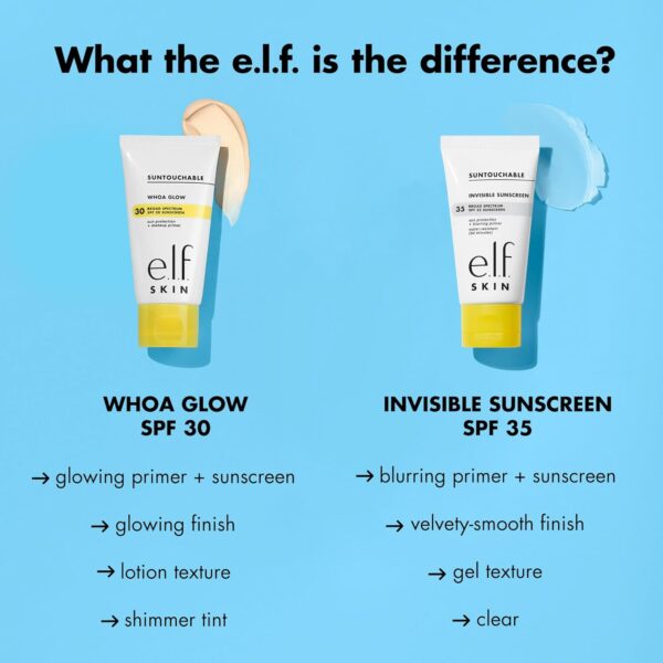 e.l.f. SKIN Suntouchable Invisible SPF 35, Lightweight, Gel-based Sunscreen For A Smooth Complexion, Doubles As A Makeup Primer, Vegan & Cruelty-Free, Packaging May Vary