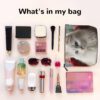 Linen Makeup Bag For Women, Waterproof Travel Cosmetic Organizer Lightweight Zipper Travel Toiletry Bag Organizer Cute White Cat Makeup Brushes Storage Bag