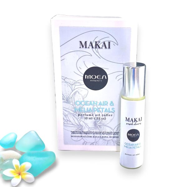 MOEA Perfume Roller - Makai Seaside Dreams - Ocean Air and Plumeria - Hawaiian White Flowers Tropical - Vegan & Safe for Sensitive Skin
