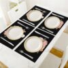 Floral Perfume Bottle Illustration Placemats Washable PVC Table Mats Kitchen Table Placemat for Indoor Outdoor