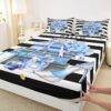 Erosebridal Black and Blue Bed Sheets Queen Size Fashion Black White Girly Fitted Sheet for Girl Women Modern Flower Floral Perfume Striped Bed Set High Heels Magazine Books Sheets