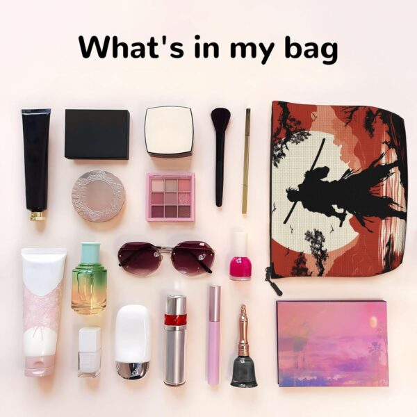 Linen Makeup Bag For Women, Waterproof Travel Cosmetic Organizer Lightweight Zipper Travel Toiletry Bag Organizer Samurai Makeup Brushes Storage Bag