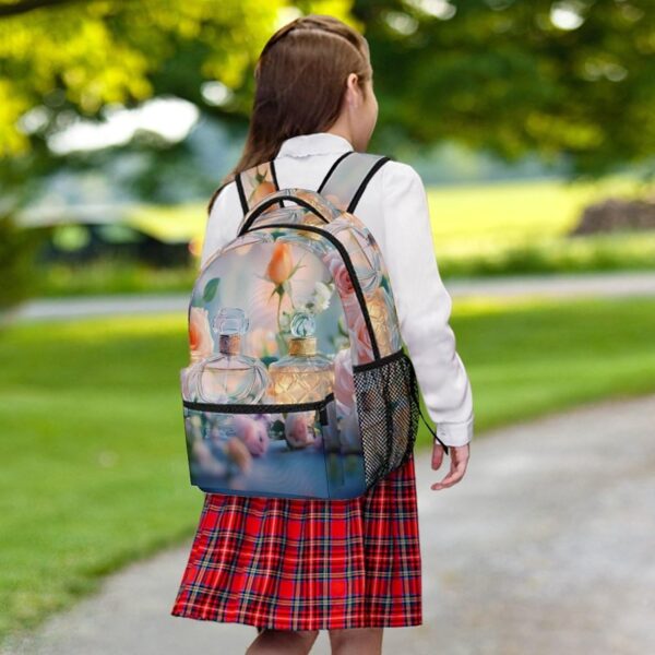 Perfume Rose Floral Laptop Backpack Lightweight Travel Daypack Shoulder Bag for Men Women