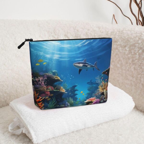 Linen Makeup Bag For Women, Waterproof Travel Cosmetic Organizer Lightweight Zipper Travel Toiletry Bag Organizer Colorful Ocean Theme Makeup Brushes Storage Bag