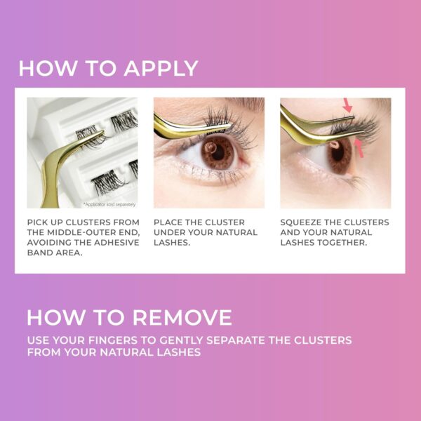 KISS imPRESS Falsies Press On Self Adhesive Eyelashes, 10mm-12mm Natural Volume Press On Lashes, Black, No Glue Needed, Invisible Band, 12 Lash Clusters - Classy