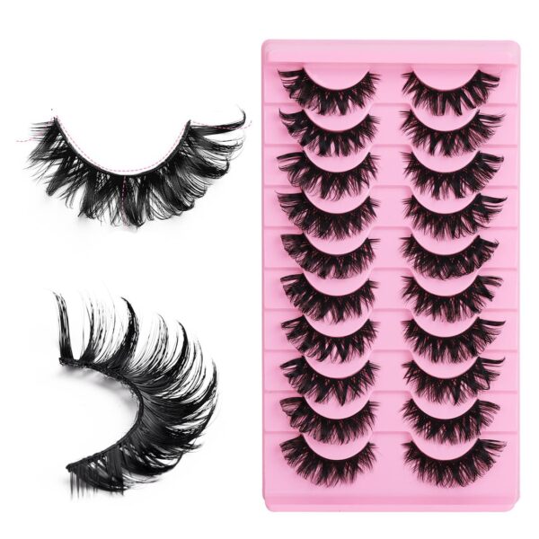Russian Strip False Eyelashes Thick Volume 12mm Wispy Faux Mink Lashes 8D Volume Long Cat Eye Lashes Dramatic (Cat Eye L11)