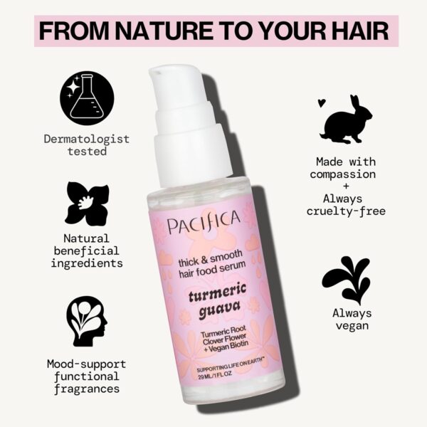 Pacifica Invisible Calming Hair Serum, Frizz Control & Hair Thickening Treatment for Fuller-Looking Hair – Unscented Leave-In Scalp Serum with Peptides, Biotin & Caffeine 1 fl oz, Vegan & Cruelty-Free