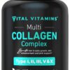 Vital Vitamins Multi Collagen for Women & Men - Type I, II, III, V, X - Grass Fed, Non-GMO - 150 Capsules
