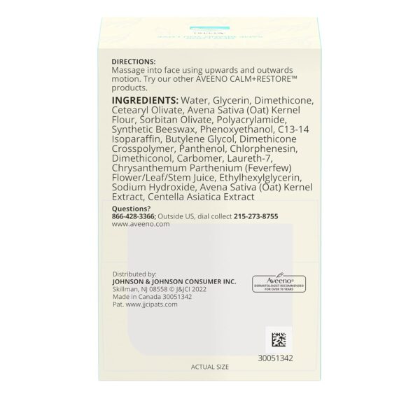 Aveeno Calm + Restore Oat Gel Facial Moisturizer for Sensitive Skin, Fast-Absorbing, Soothing Lightweight Gel Cream with Prebiotic Oat & Feverfew, Fragrance-Free & Hypoallergenic, 1.7 oz