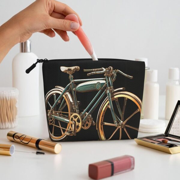 Linen Makeup Bag For Women, Waterproof Travel Cosmetic Organizer Lightweight Zipper Travel Toiletry Bag Organizer Bike Makeup Brushes Storage Bag