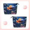 Linen Makeup Bag For Women, Waterproof Travel Cosmetic Organizer Lightweight Zipper Travel Toiletry Bag Organizer Fishs Makeup Brushes Storage Bag
