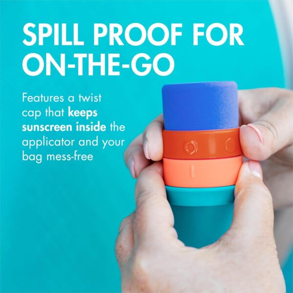 Boon Yuvi Sunscreen Applicator for Kids - Refillable and Spill Proof Kids Sunscreen Brush with Soft Foam Sponge - Summer Beach Essentials for Vacation - 3 Oz Travel Size - 1 Count
