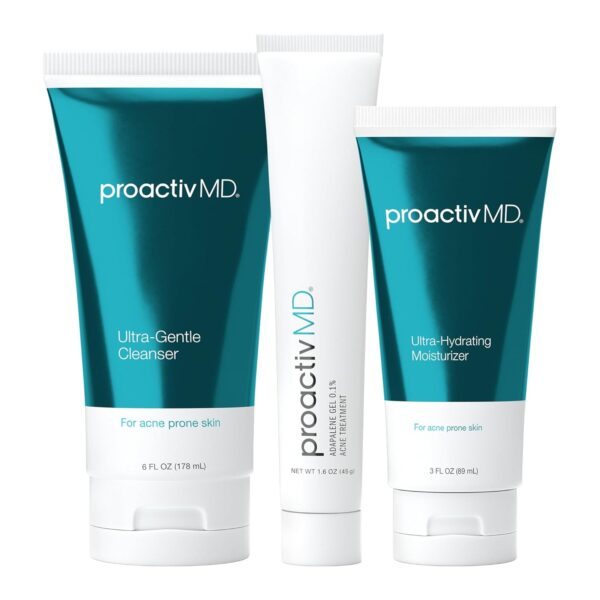 Proactiv MD 3-Step Routine, Ultra-Gentle Face Cleanser, 0.1% Adapalene Gel Treatment, Ultra-Hydrating Moisturizer, 90-Day Acne Treatment Kit