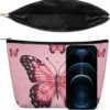 Makeup Bag for Women Cosmetic Bags Butterfly Travel Toiletry Bag Cute Zipper Make Up Bags Large Capacity Makeup Case Organizer Portable Makeup Pouch for Travelling Gift