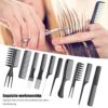 10Pcs Professional Hair Comb Set Barber Styling Tool Hair Brush Combs For Salon Home Use PP Material Black Various Sizes