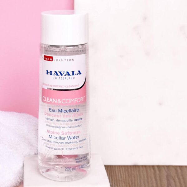 MAVALA Clean & Comfort Micellar Water, Cleanses Skin & Dissolves Makeup | Gentle on Damaged, Delicate Skin, Ultra-Gentle Micelles | Soap & Fragrance Fee, 6.8oz