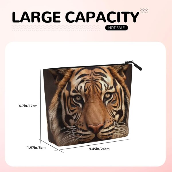 Linen Makeup Bag For Women, Waterproof Travel Cosmetic Organizer Lightweight Zipper Travel Toiletry Bag Organizer 3d Tiger Head Makeup Brushes Storage Bag