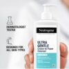 NEUTROGENA Ultra Gentle Cream-to-Foam Daily Facial Cleanser, Transforms from a Creamy Cleanser to a Foaming Face Wash, Gently Cleanses Sensitive Skin, Fragrance-Free, Hypoallergenic, 8.5 oz